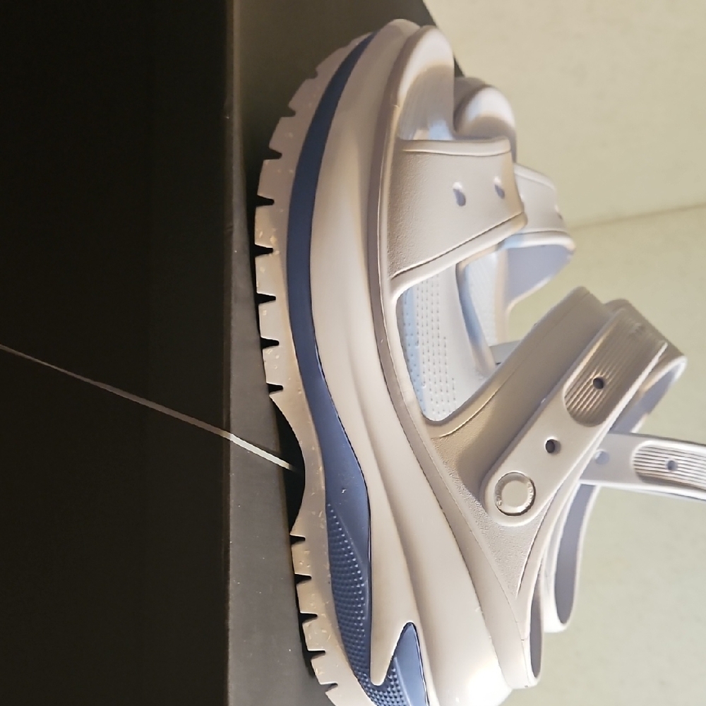 CROCS White and Blue Platform Sandals
